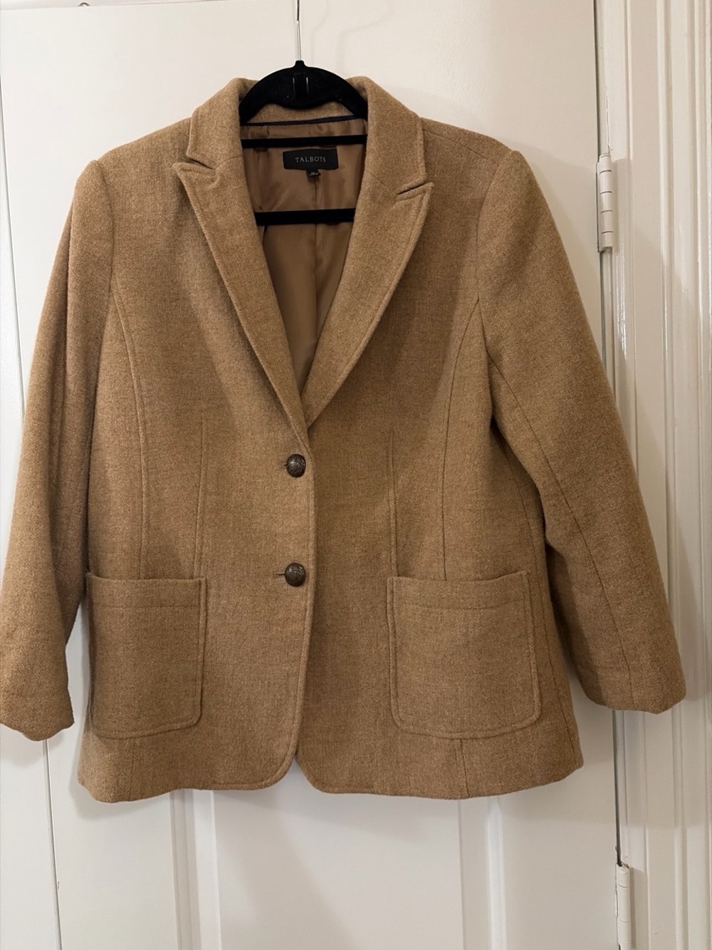Talbots Tan Wool-Blend Tailored Blazer